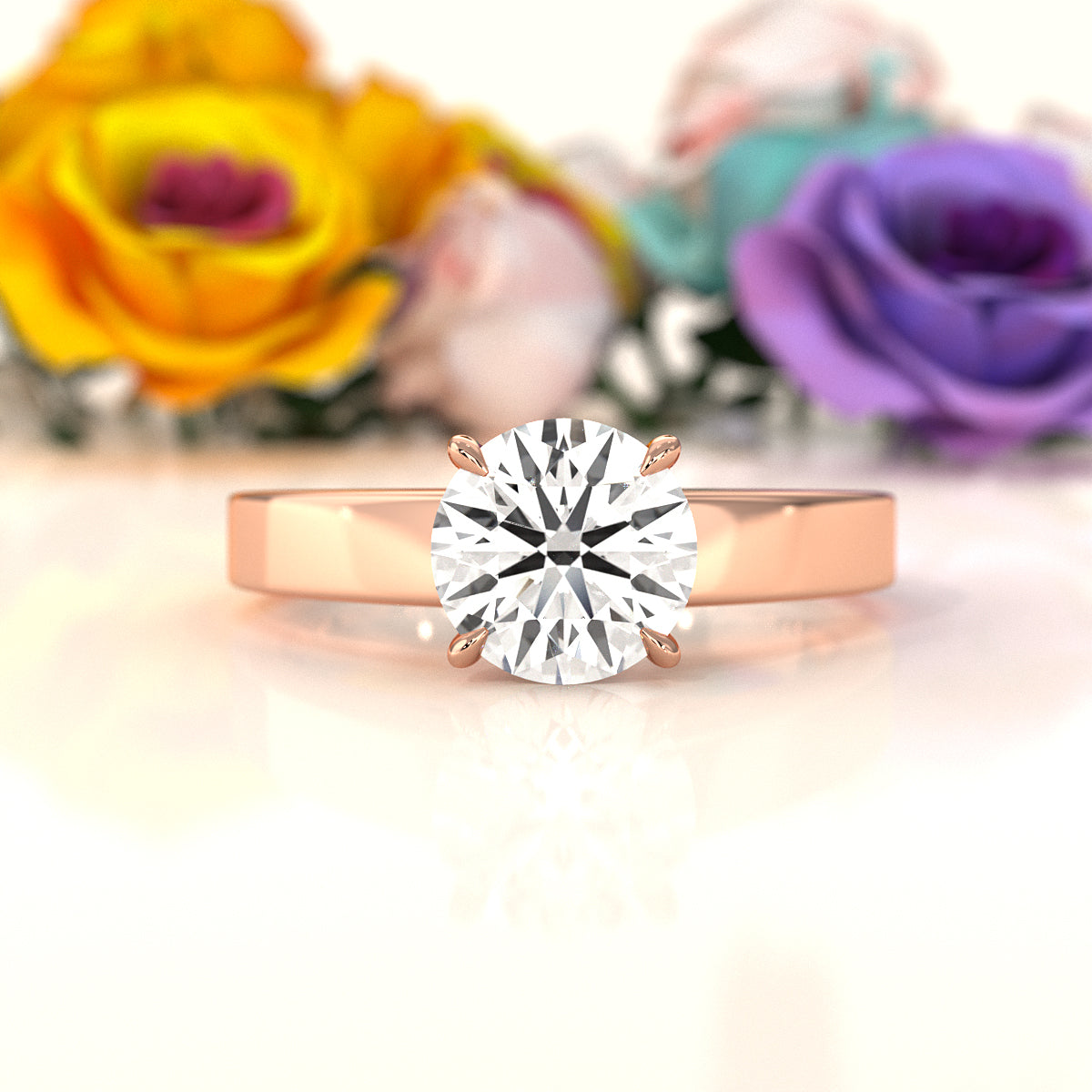 3.5mm Cathedral Style Flat Edge Solitaire Lab Grown Diamond IGI Certified Engagement Ring 4g Setting 1.00 Ctw.